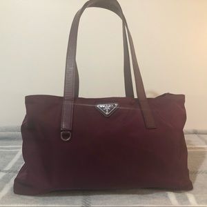 Sale! Prada Nylon Bag w/ leather handle- Cranberry